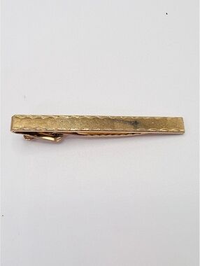 Vintage 1940s Swank Gold Tone Tie Clip Pentagon S Hallmark Mid Century